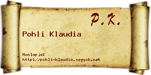 Pohli Klaudia névjegykártya